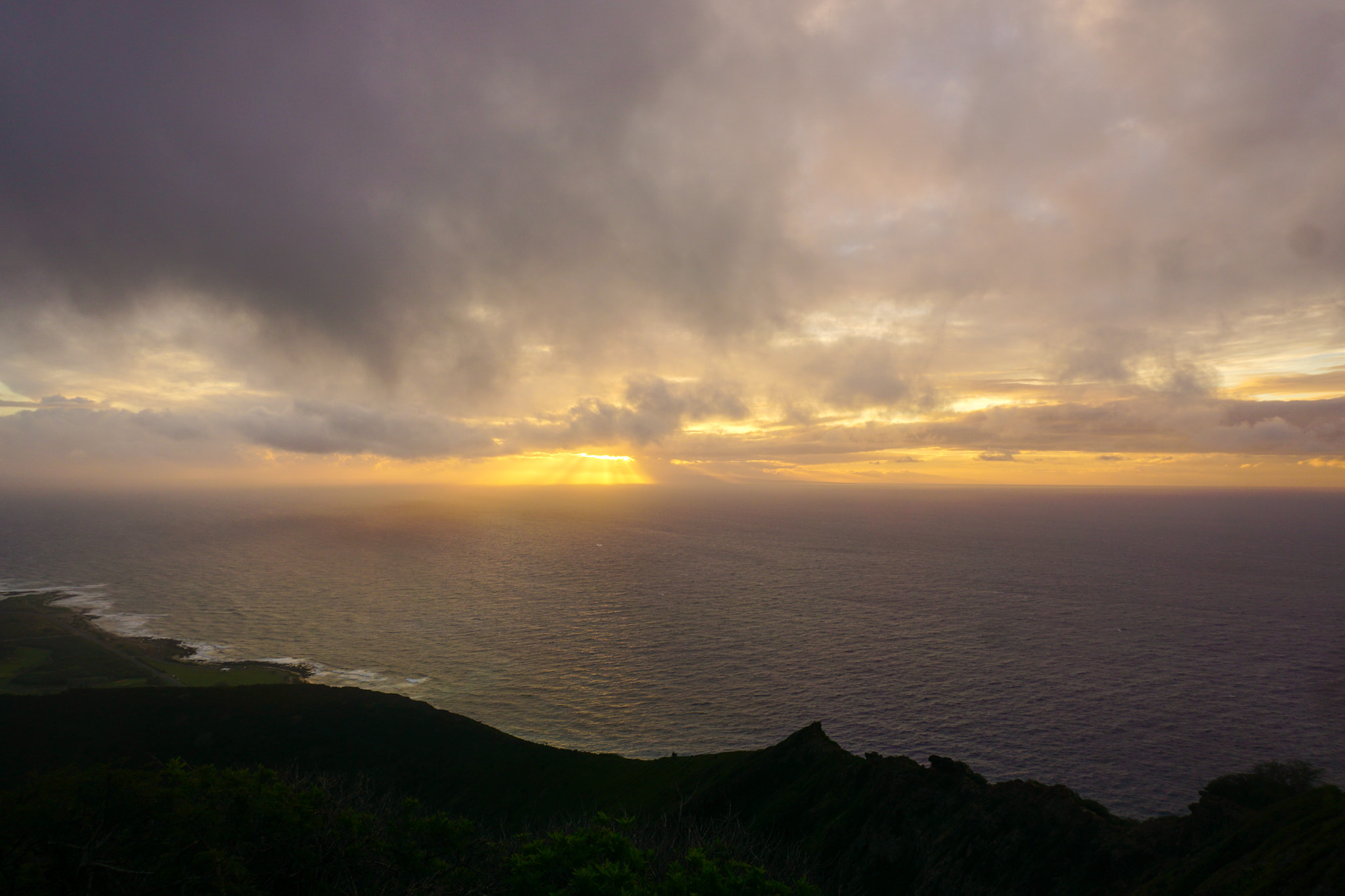 Sunrise atop Koko Crater (View after completing the Koko Head Stairs Hike)