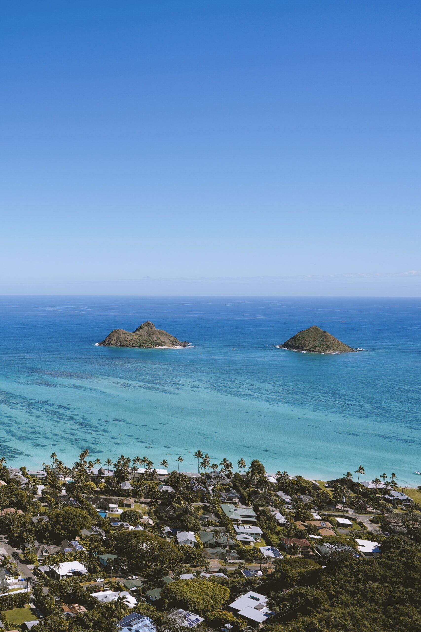 View from Lanikai Pillbox Hike summit of the Mokulua islands