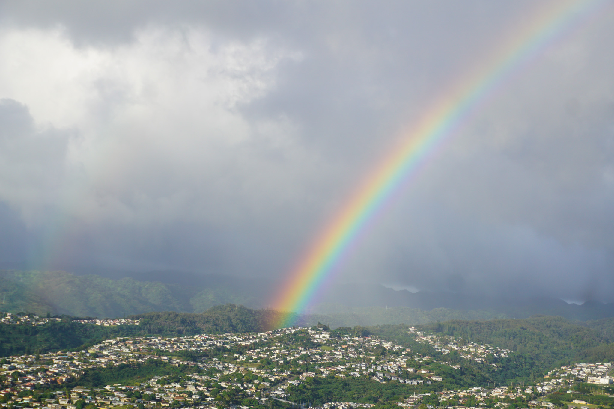 Rainbow above town on Oahu