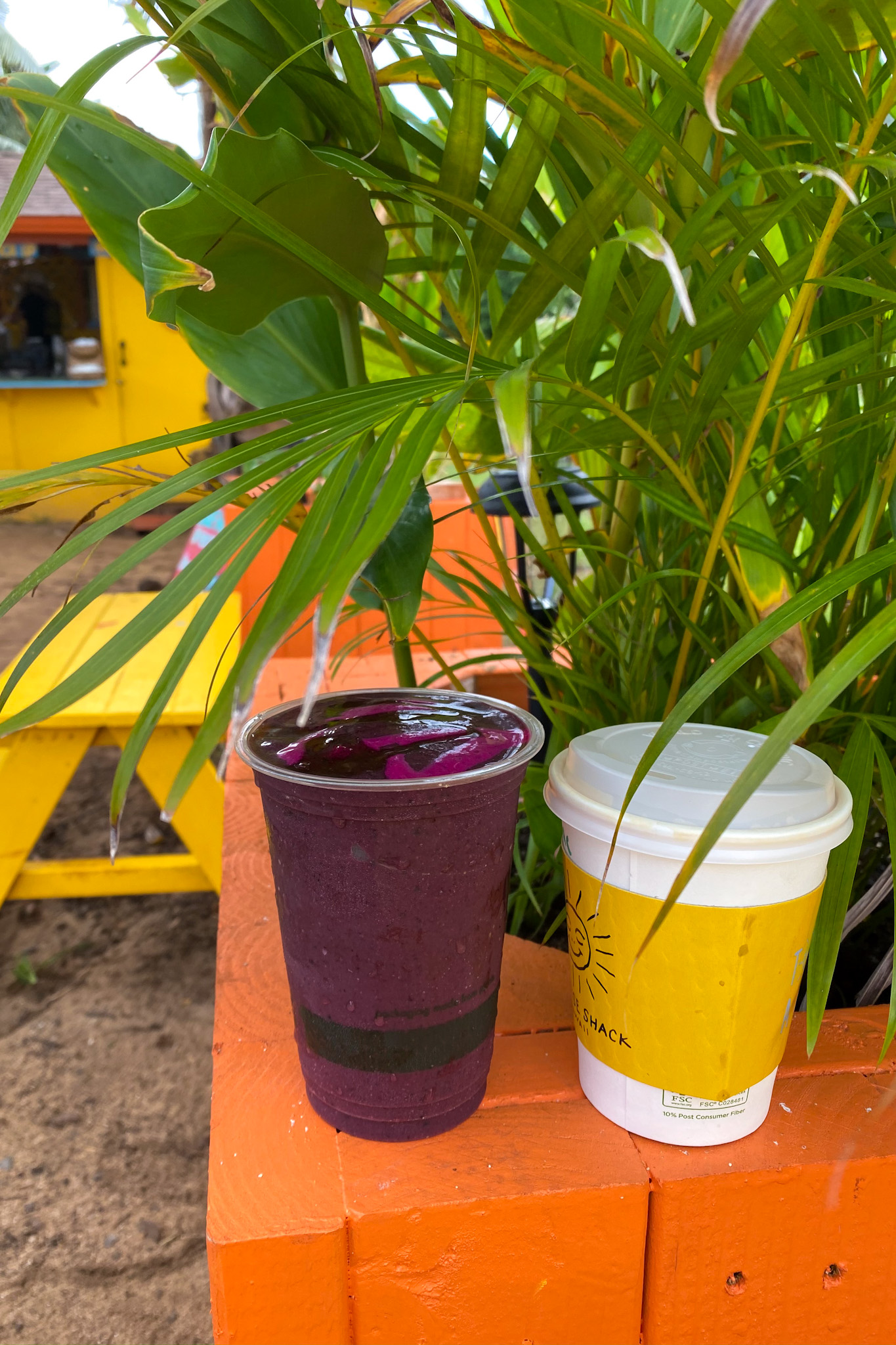 Cold brew and acai smoothie from Sunrise Shack on North Shore, Oahu, Hawaii
